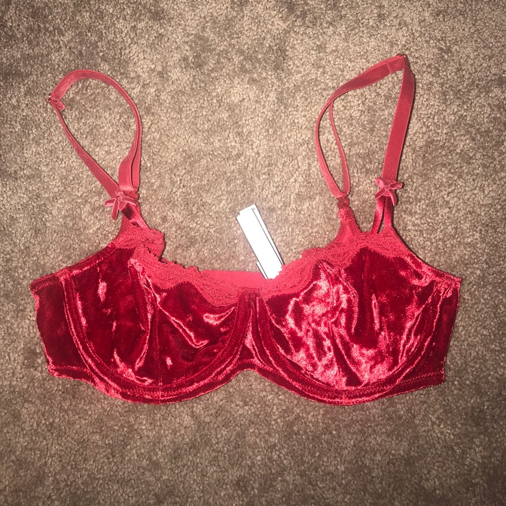 Red velvet bra 32C